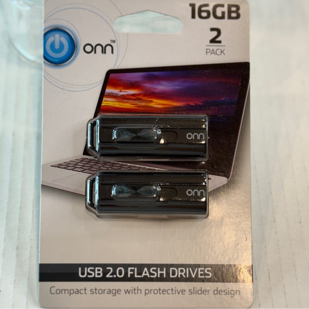 🆕 Onn 16GB USB 2.0 Flash Drives – 2 Pack | Compact Storage | 🆕